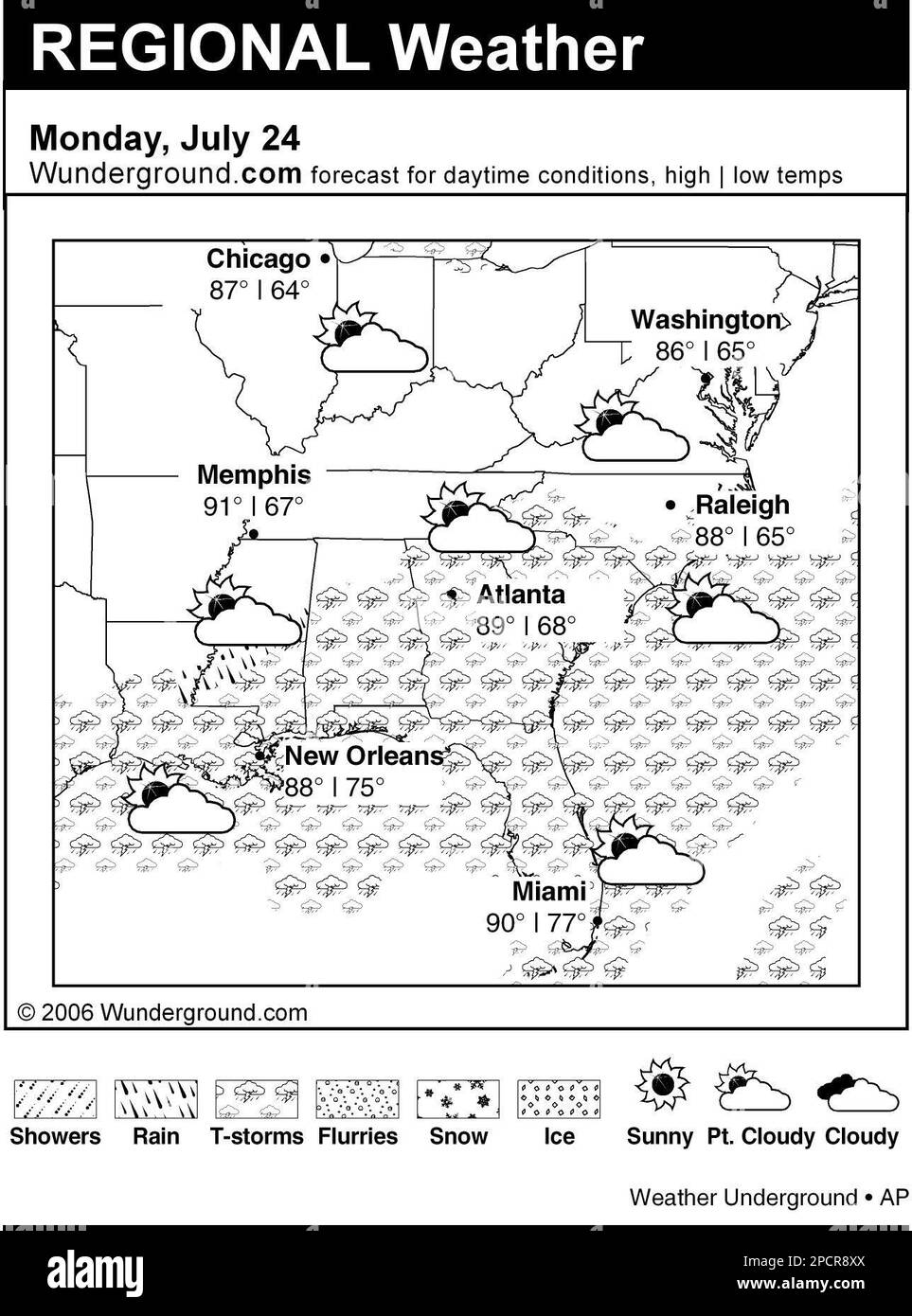 This is the Weather Underground forecast for Monday, July 24, 2006 for