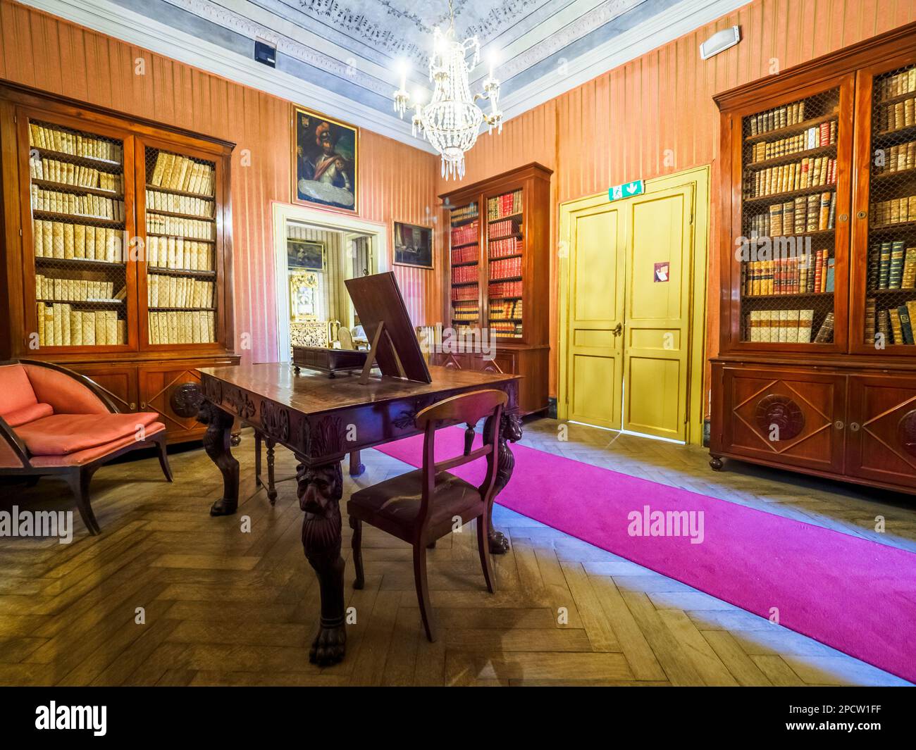 Biblioteca rossa (red library) in the FilangeriCutò aristocratic
