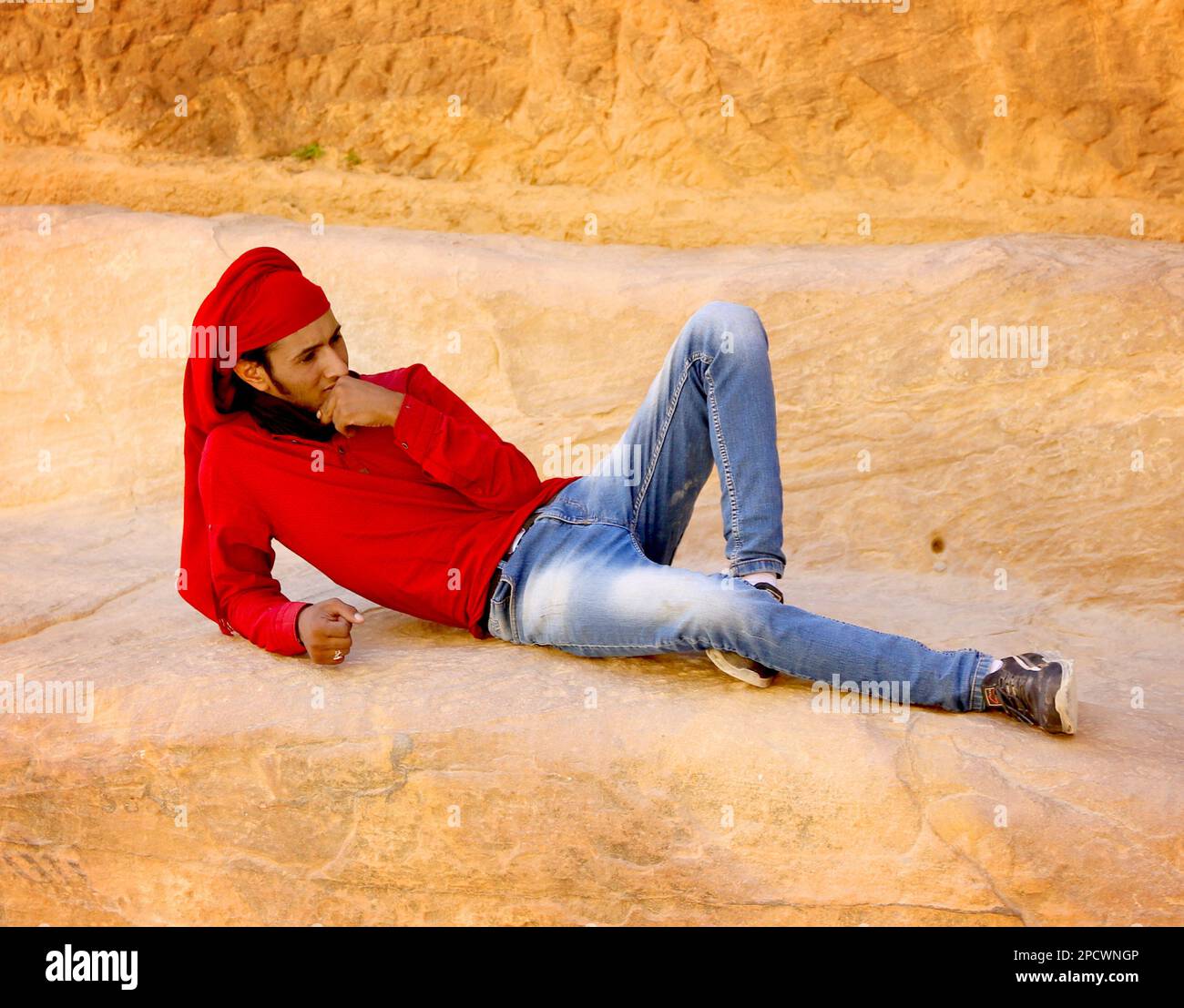 A young male Bedouin in Petra Stock Photo