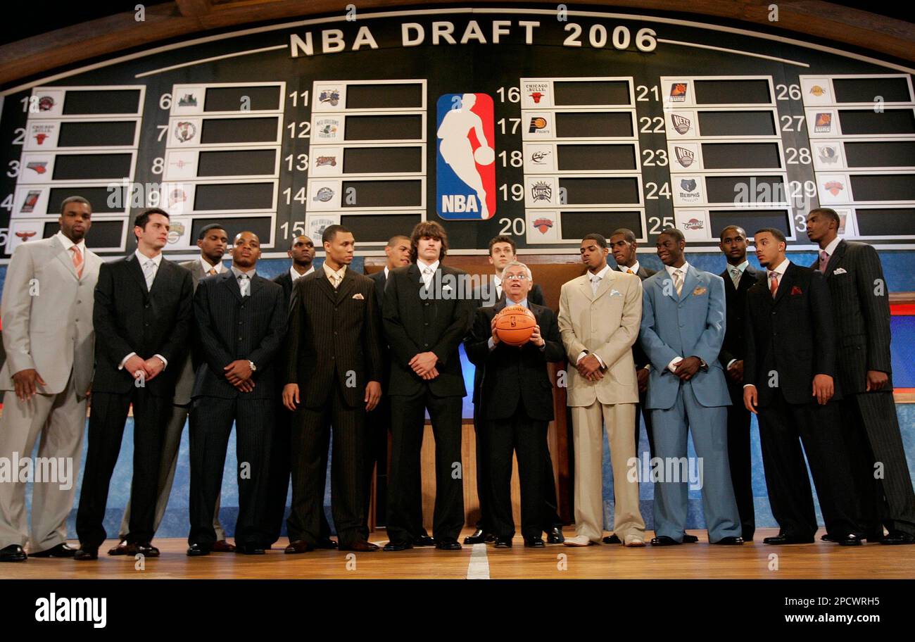 NBA Commissioner David Stern, center holding the ball, poses for a  photograph with members of the 2006 NBA Draft class, Wednesday, June 28,  2006, at Madison Square Garden in New York. (AP