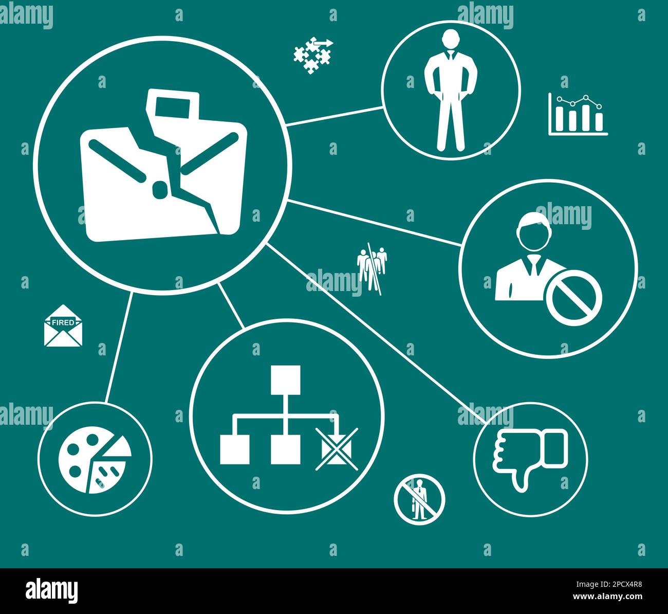 Concept of job loss with connected icons Stock Photo - Alamy