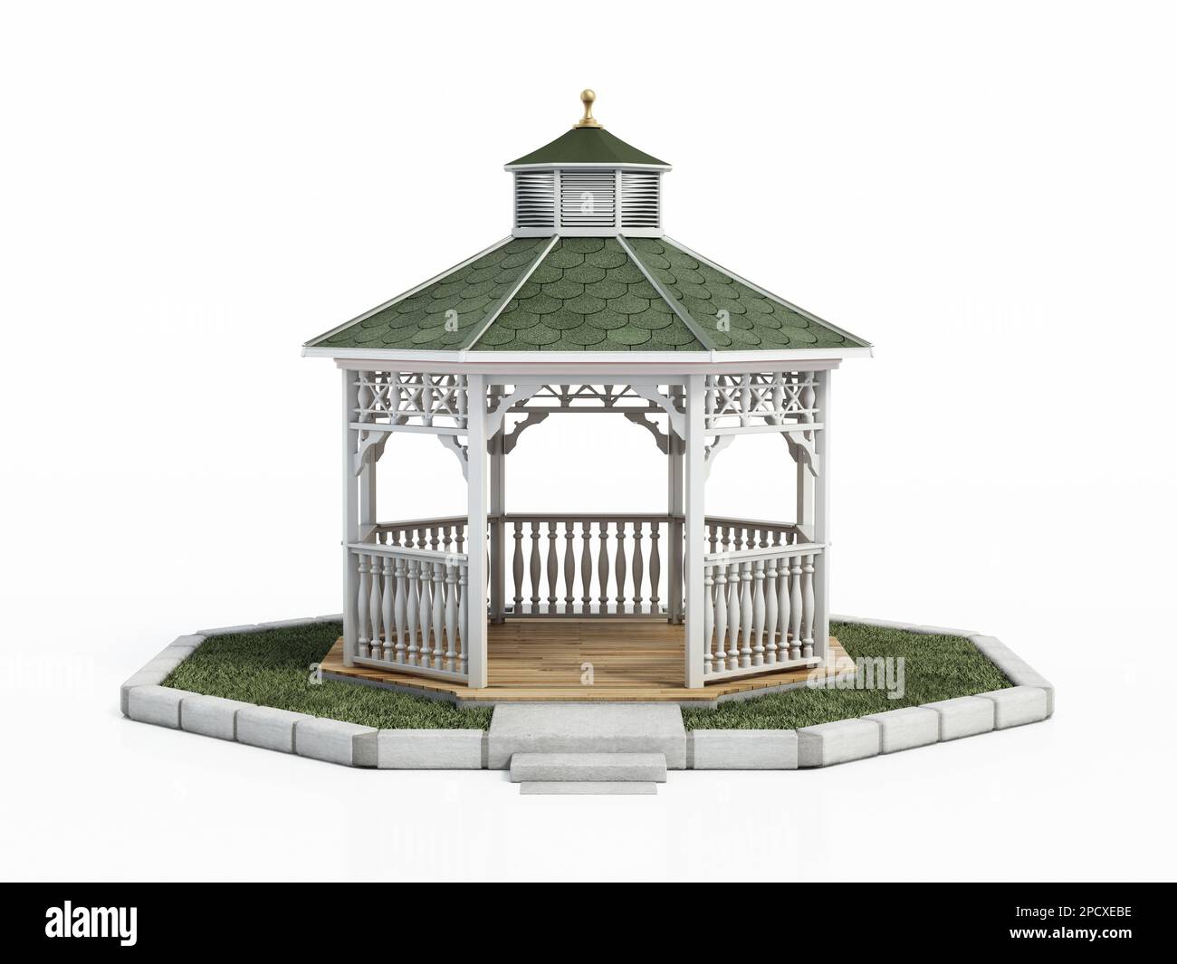 Gazebo isolated on white background. 3D illustration Stock Photo - Alamy