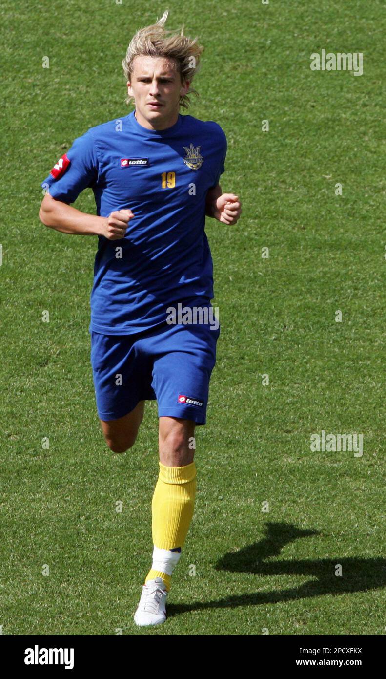 Maksym Kalynychenko of the Ukraine soccer team practices at the Olympic