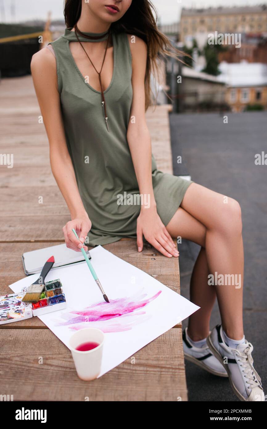 Artist inspiration inks urban roof concept Stock Photo Alamy