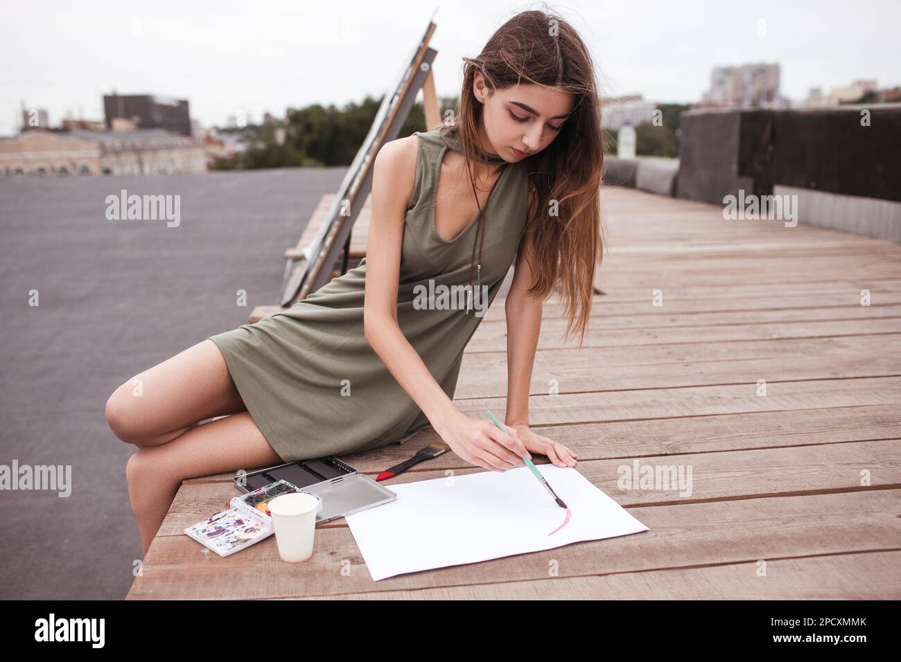 Artist inspiration inks urban roof concept Stock Photo Alamy