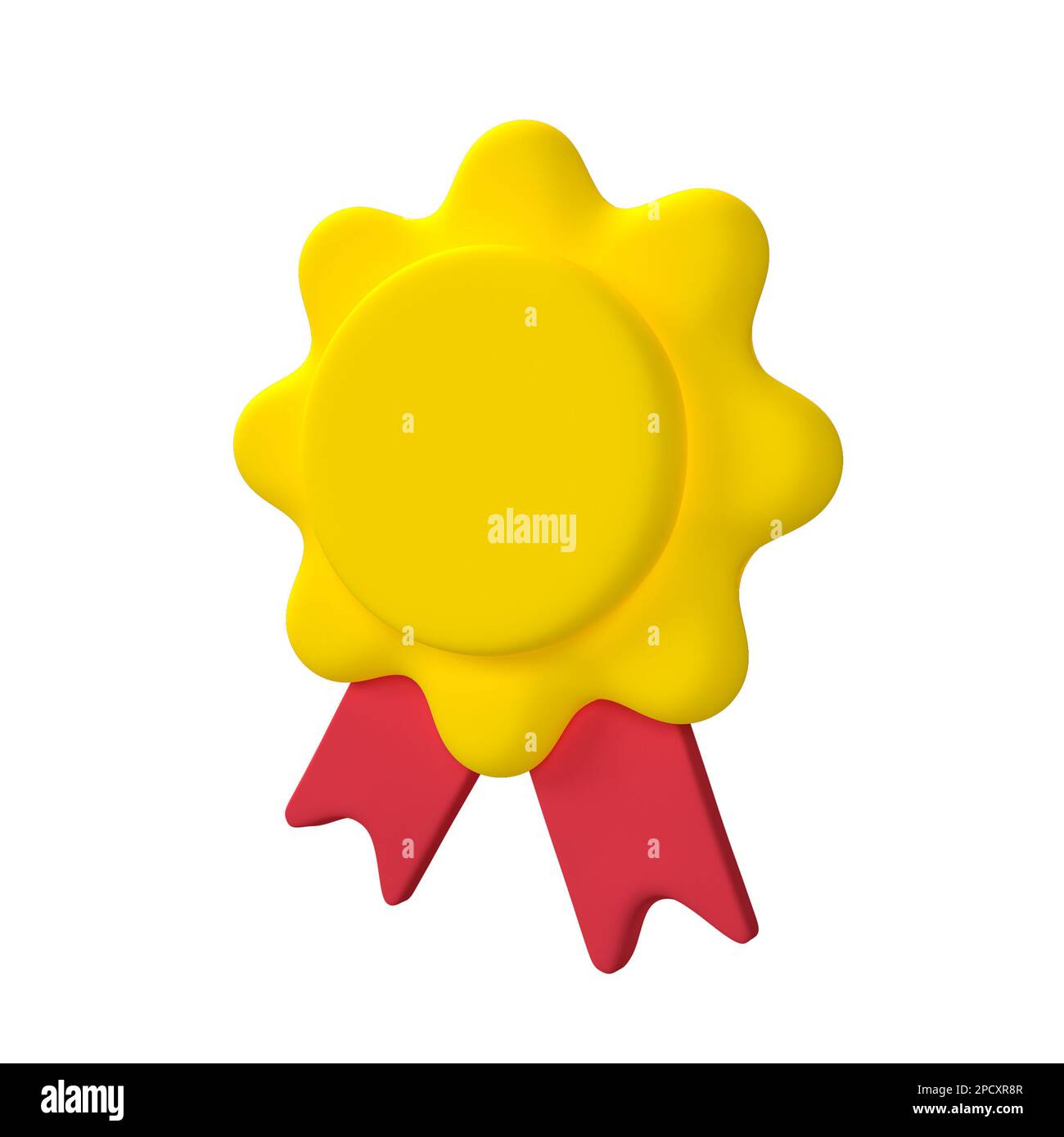 Reward Winner yellow medal and red ribbons. 3d illustration icon render ...