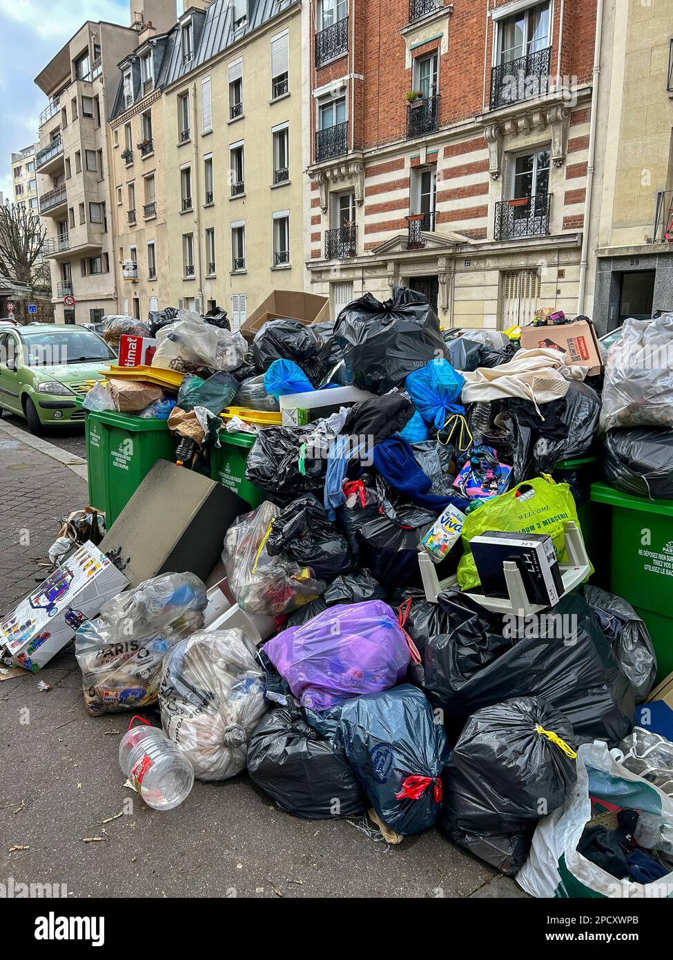 Paris, France, Detail, Street Scene, Center City, Garbage Piled up, during Sanitation Labor