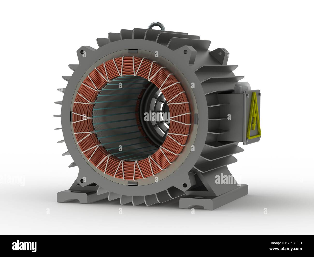 Electric motor housing assembled with stator sheet package and copper