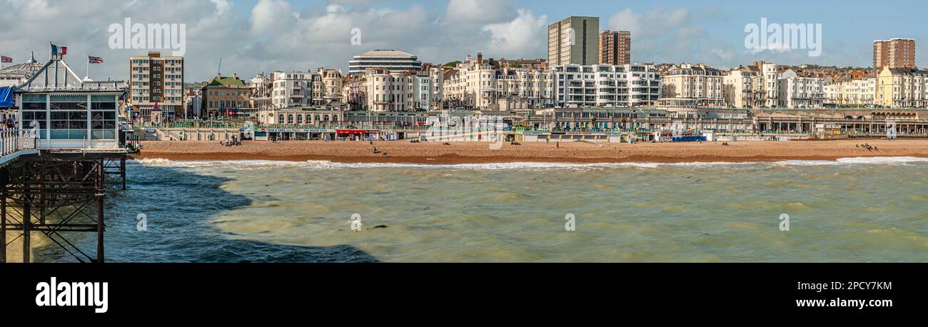 Panorama of Brighton Beach, East Sussex, England Stock Photo