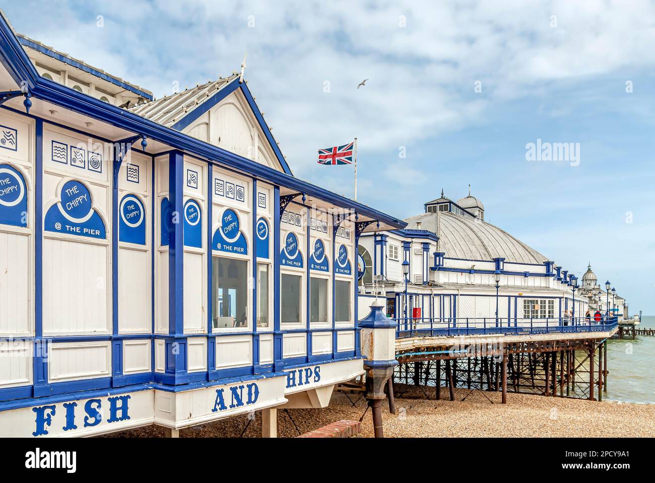Historical Pier at the holiday resort Eastbourne in East Sussex, South England Stock Photo