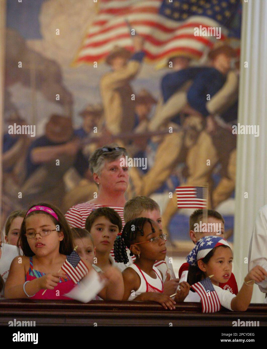 Students from Horace Mann Elementary School in Melrose, Mass., hold