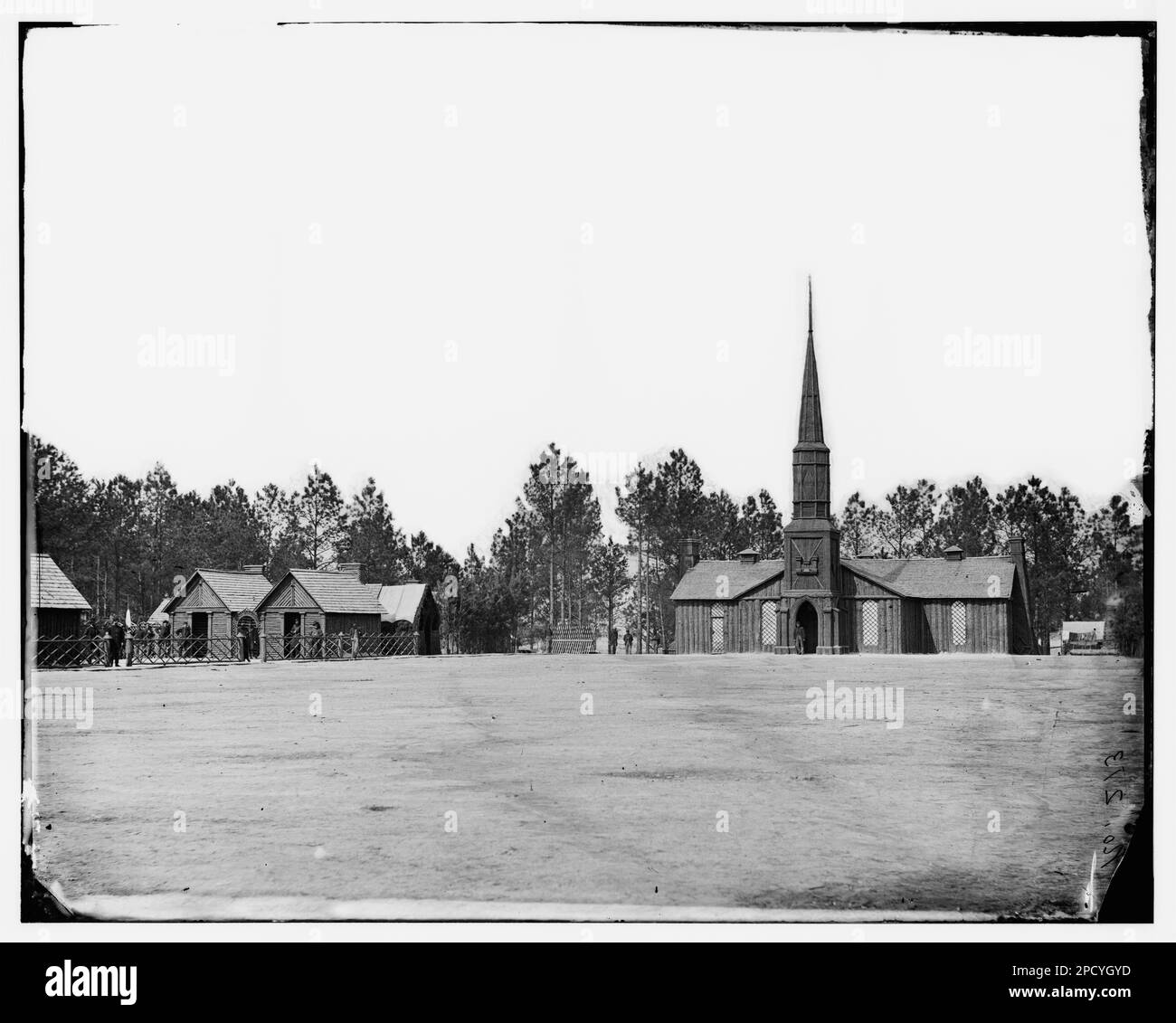 Poplar Grove, Virginia. Officer's quarters and church. 50th New York