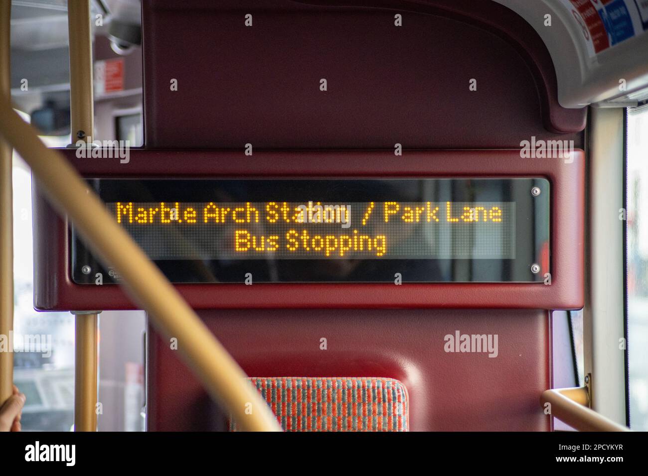London Bus - Marble Arch Station. Stock Photo