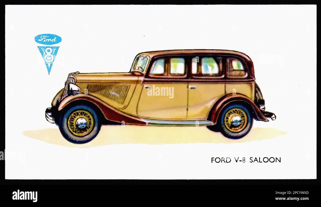 Ford V8 Car Vintage Cigarette Card Stock Photo Alamy
