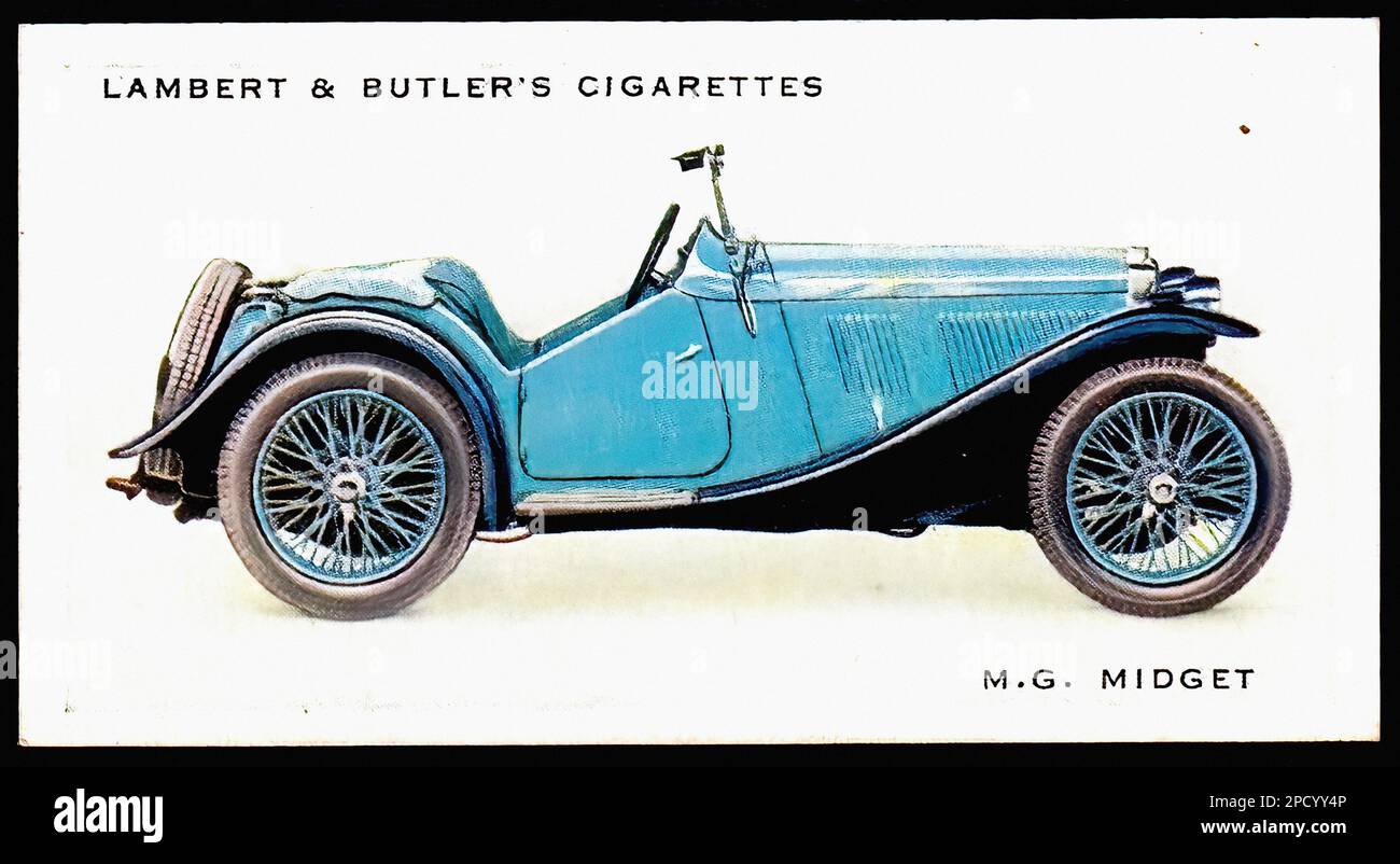 M.G. Midget 1934 Car Vintage Cigarette Card Stock Photo Alamy