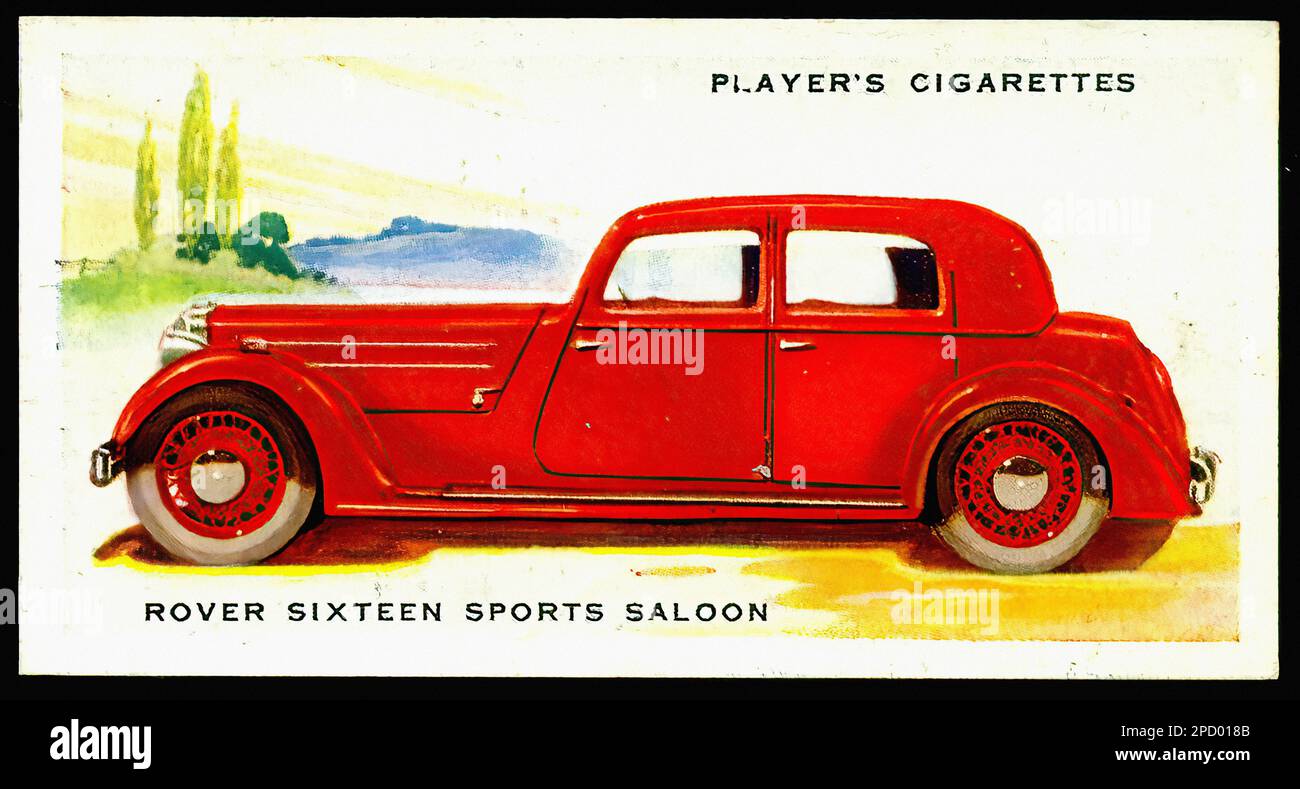 Rover Sixteen, 1937 - Car Vintage Cigarette Card Stock Photo - Alamy