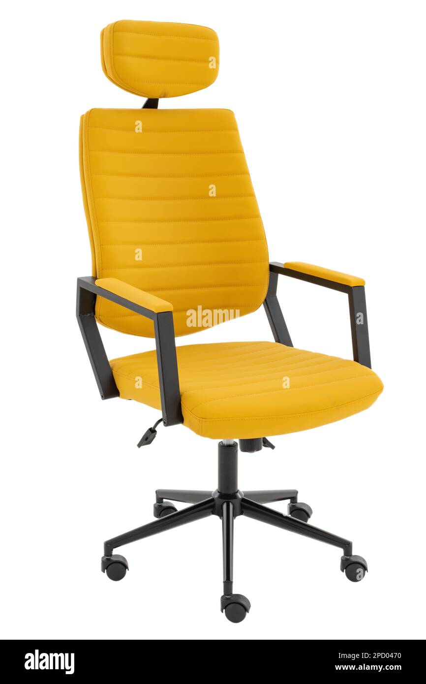 yellow office chair isolated on white background Stock Photo