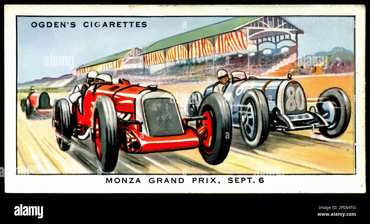 Monza Grand Prix, 1931 - Car Vintage Cigarette Card Stock Photo