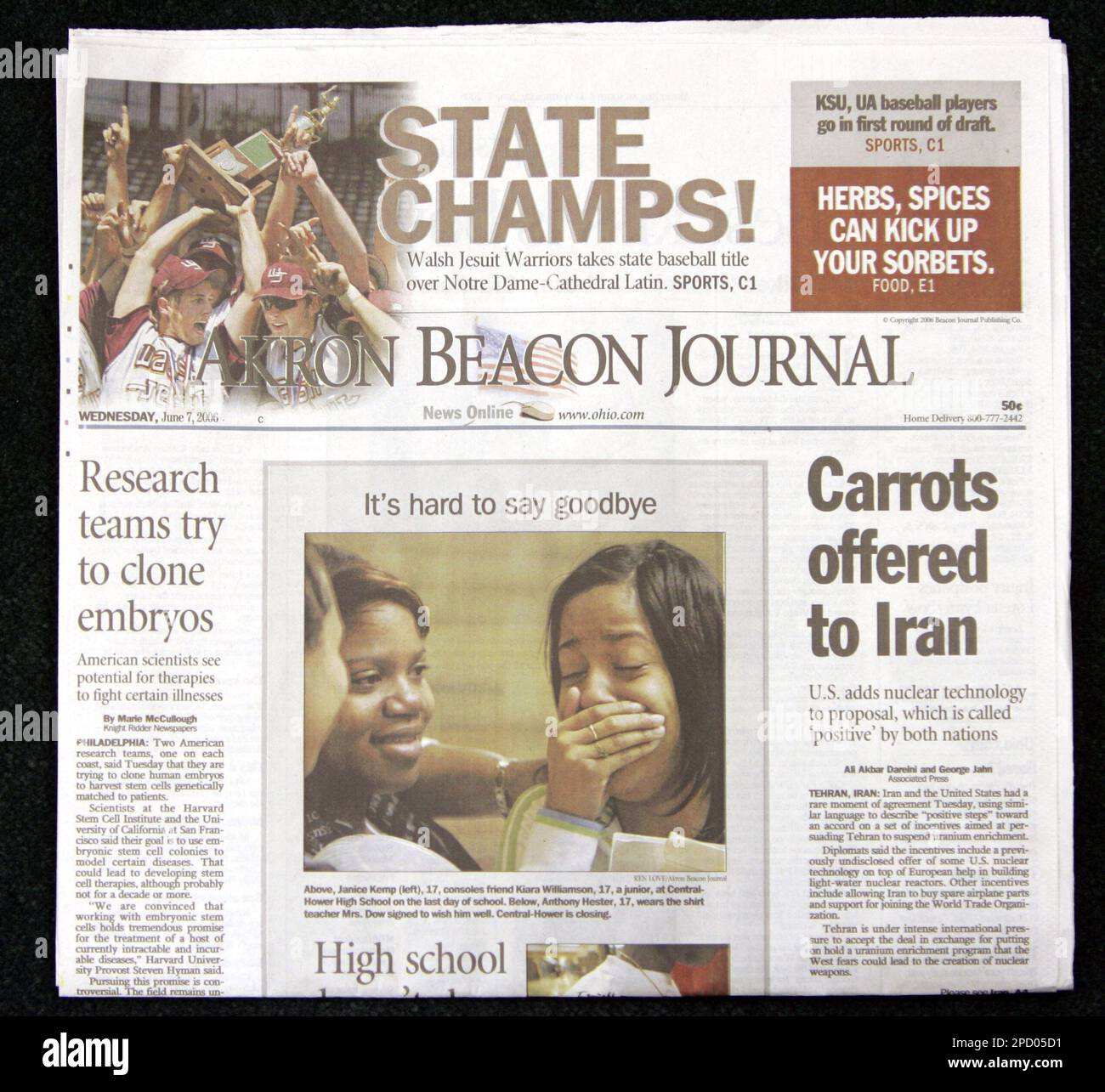 A photo of the Akron Beacon Journal, Wednesday, June 7, 2006, in Cleveland.  McClatchy Co. said Wednesday that it has reached agreements to sell five of  the six remaining Knight Ridder newspapers