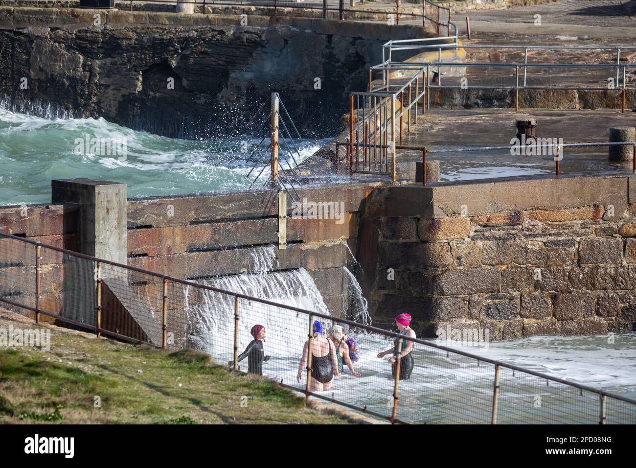 Portreath,Cornwall,14th March 2023,Large waves and stormy seas in Portreath,Cornwall early this
