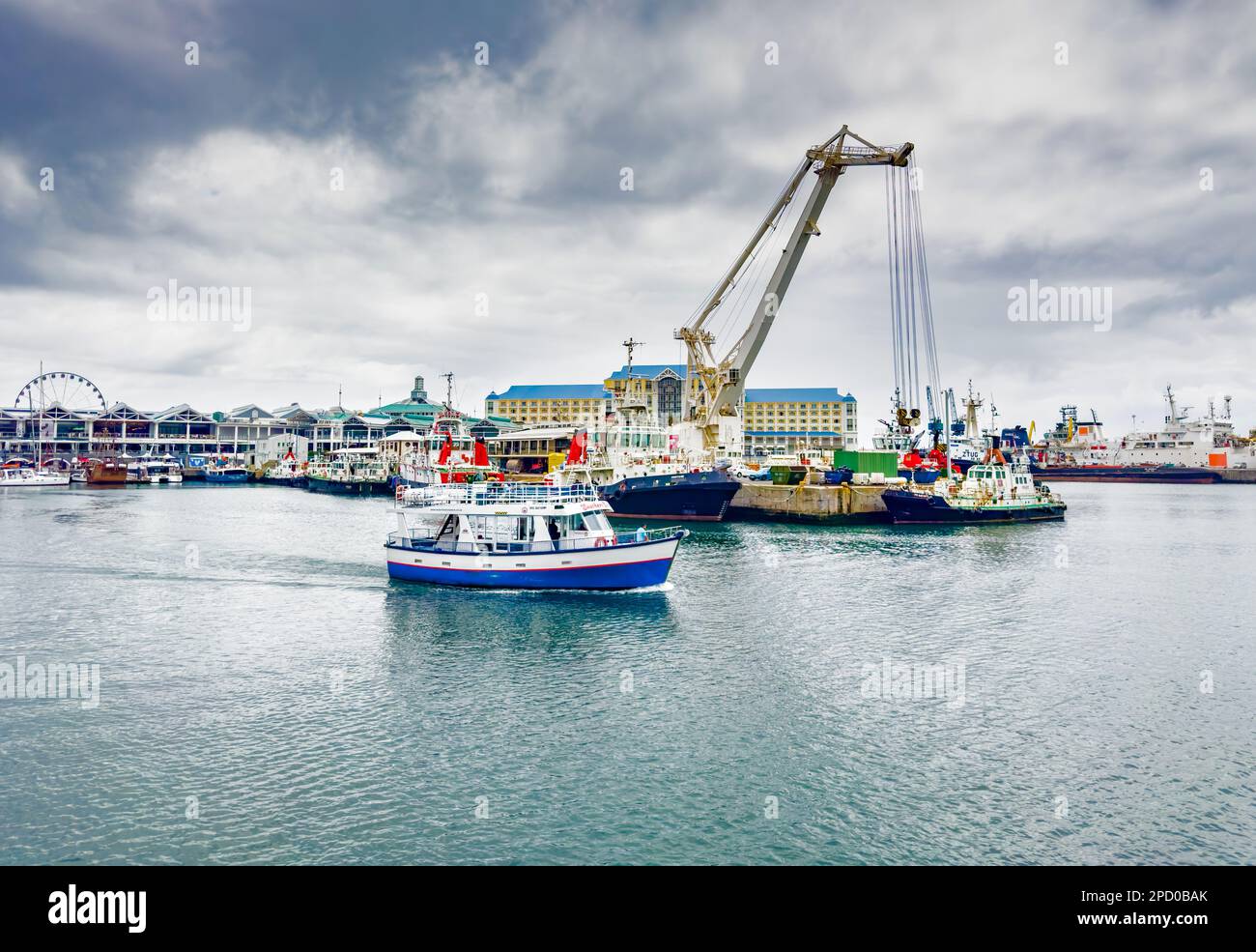 Cape Town, South Africa - March 8, 2023: Shipyard docks at V and A Waterfront Harbour Stock Photo