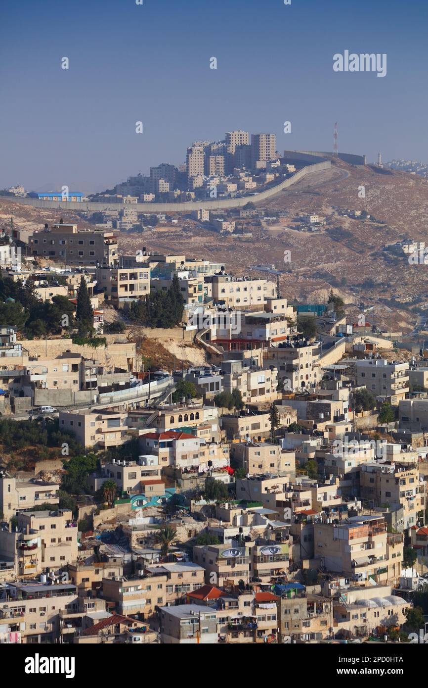 Silwan in East Jerusalem. Predominantly Palestinian neighborhood, also ...