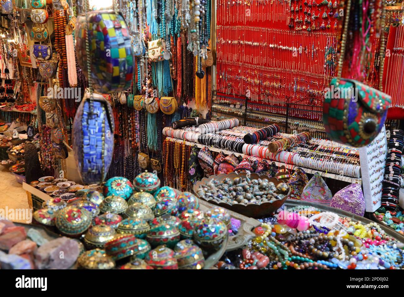 JERUSALEM, ISRAEL OCTOBER 29, 2022 Souvenir store at one of many souks (marketplaces) in