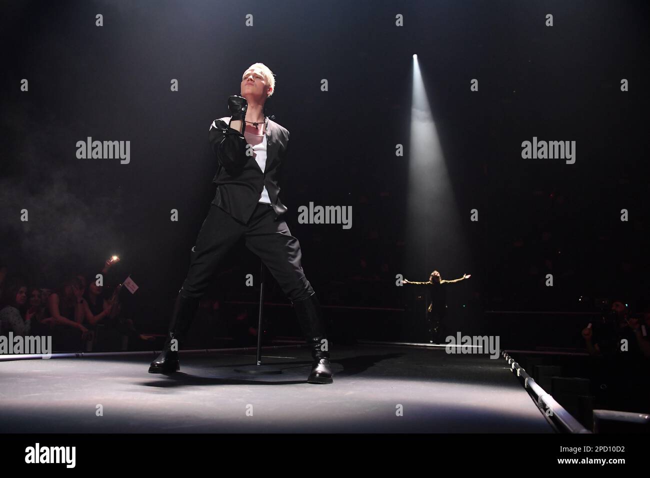 Moscow. Singer SHAMAN (Yaroslav Dronov) performing at a solo concert at