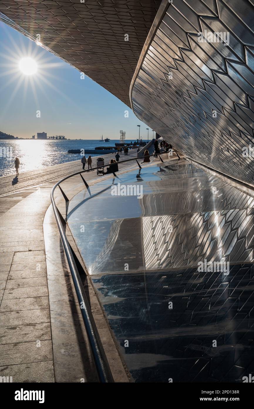 MAAT (Museum of Art, Architecture and Technology) designed by the British architect Amanda Levete, Belem, Lisbon, Portugal Stock Photo