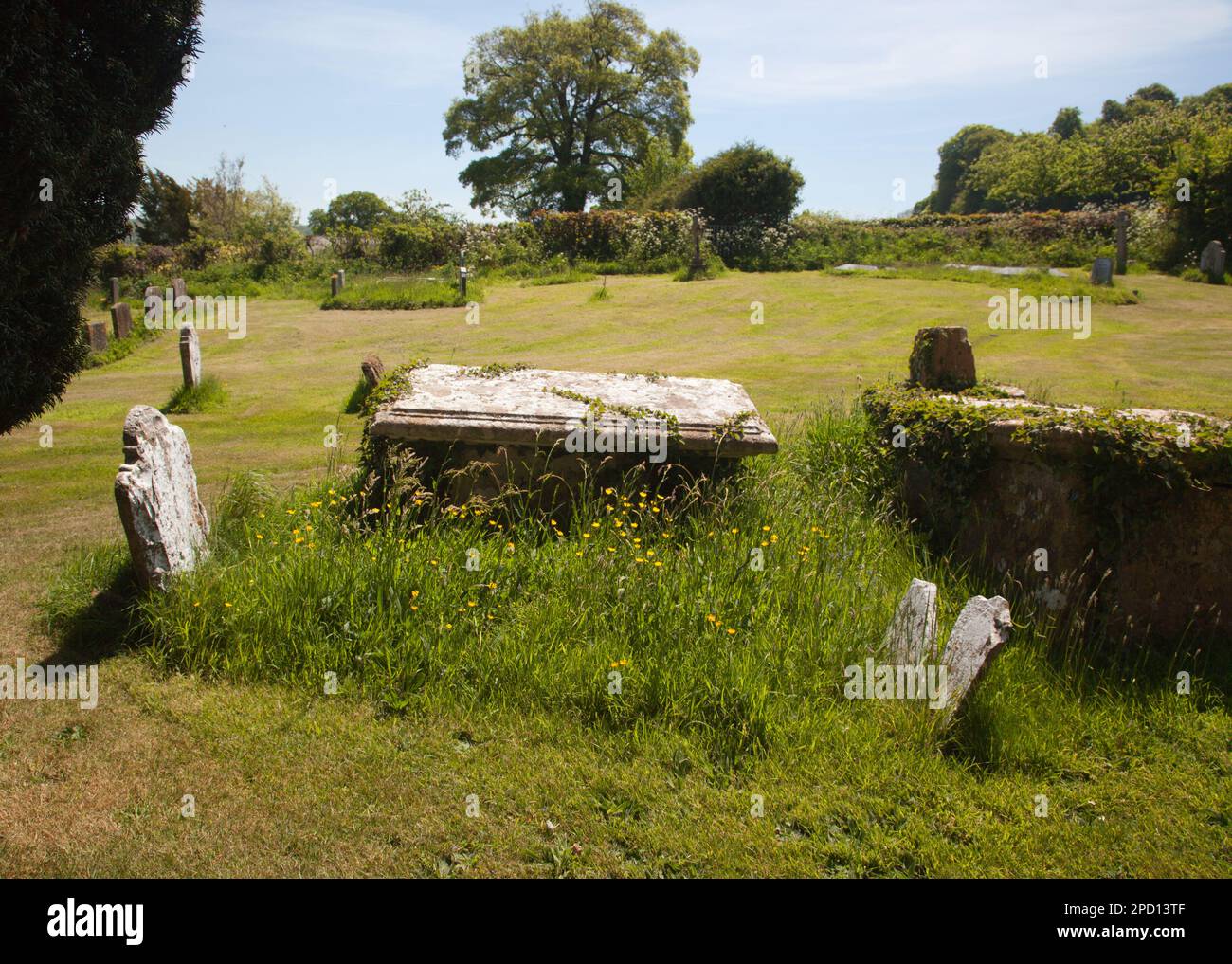 The peaceful countryside cemetery Melbury Bubb in Dorset in England during the summertime Stock Photo