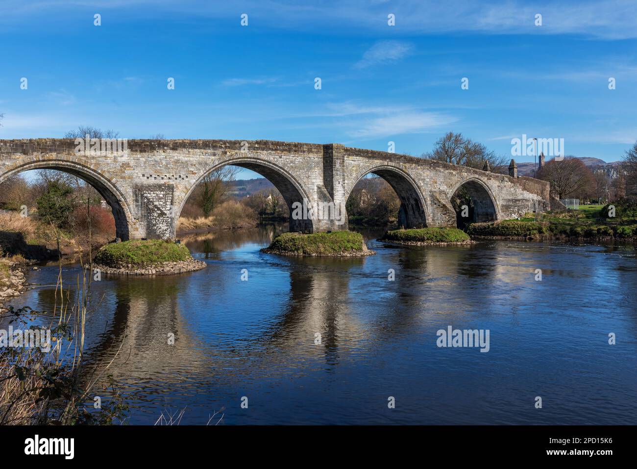 Stirling Old Bridge over the River Forth in the city of Stirling in Scotland Stock Photo