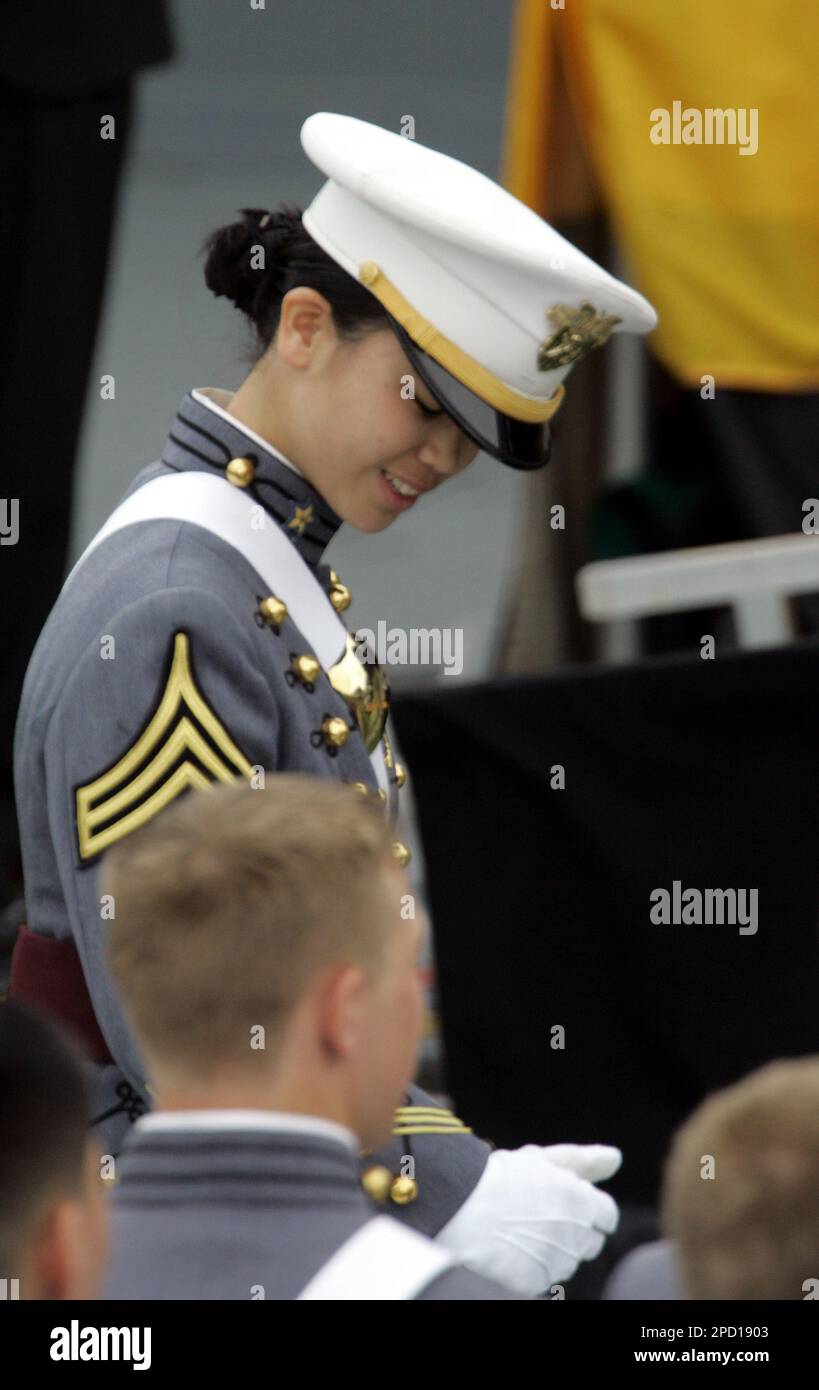West Point Valedictorian Jessamyn Jade Liu of Richmond, Va., walks back