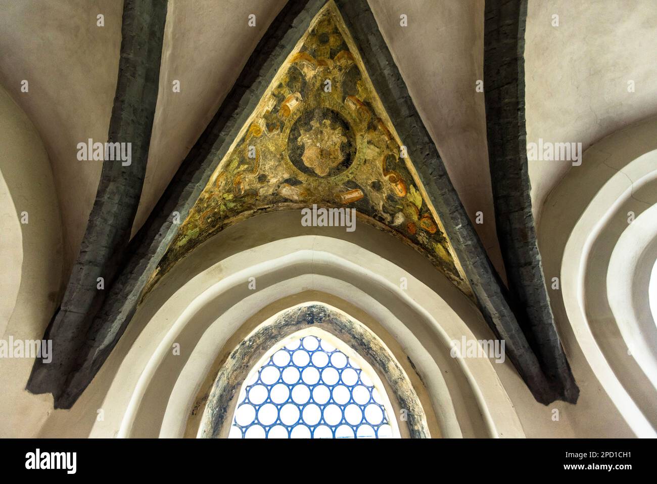 Painted vault in the late Gothic cloister of Neuzelle Baroque Monastery, Germany Stock Photo