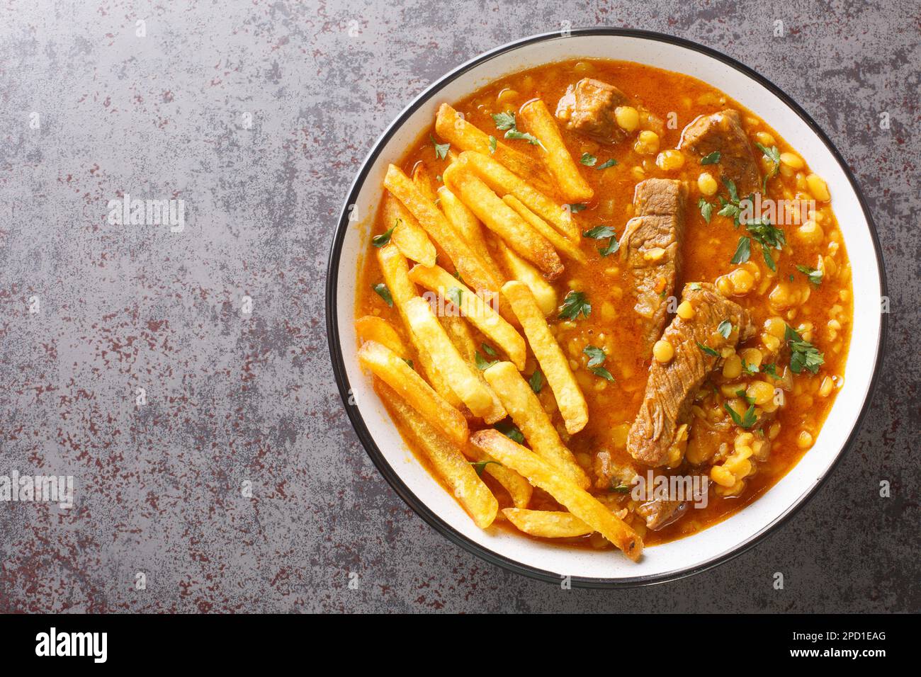 Khoresh Gheymeh yellow split peas, saffron, tomato paste, diced meat ...