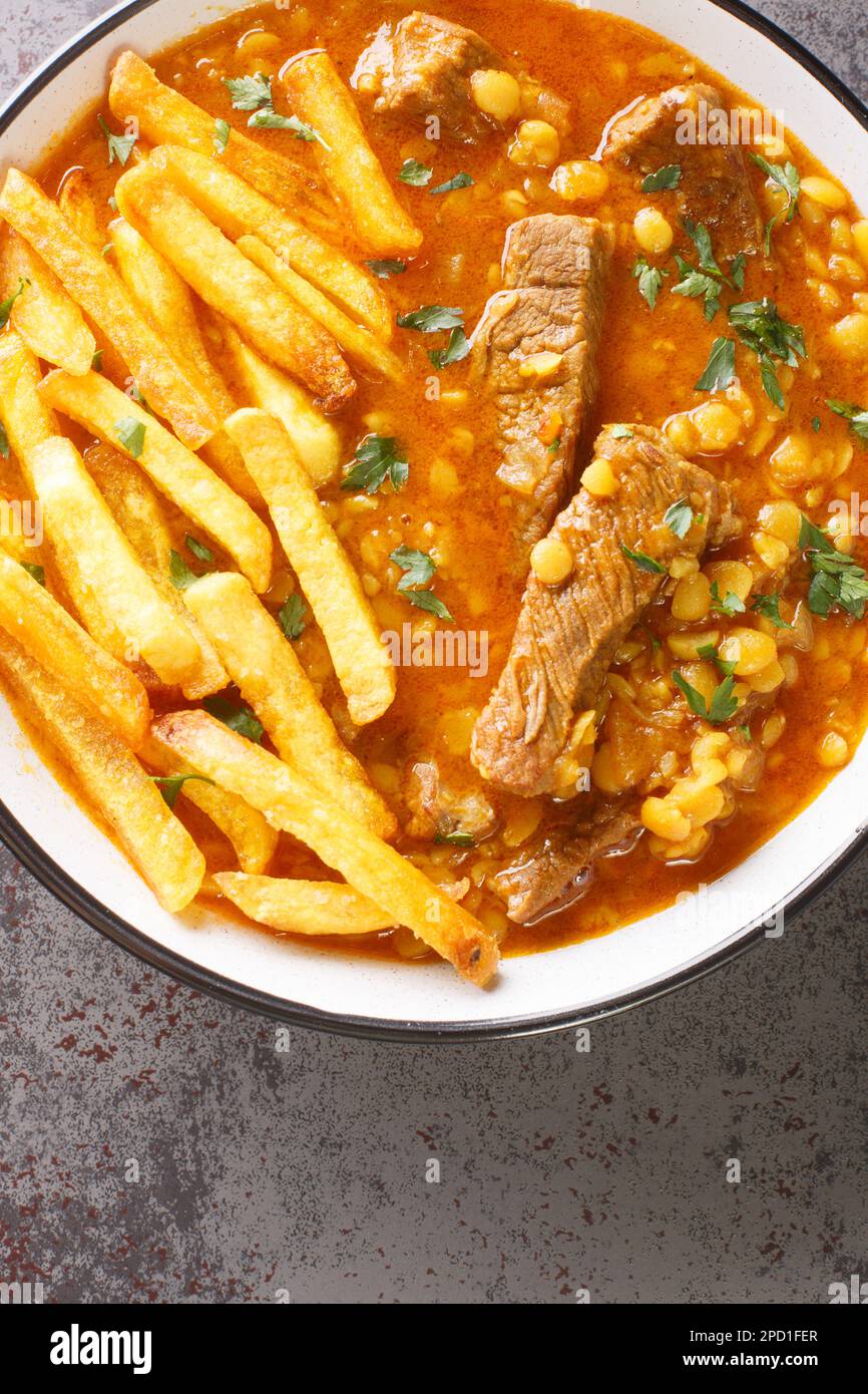Delicious Khoresh Gheymeh Iranian stew is made with yellow split peas