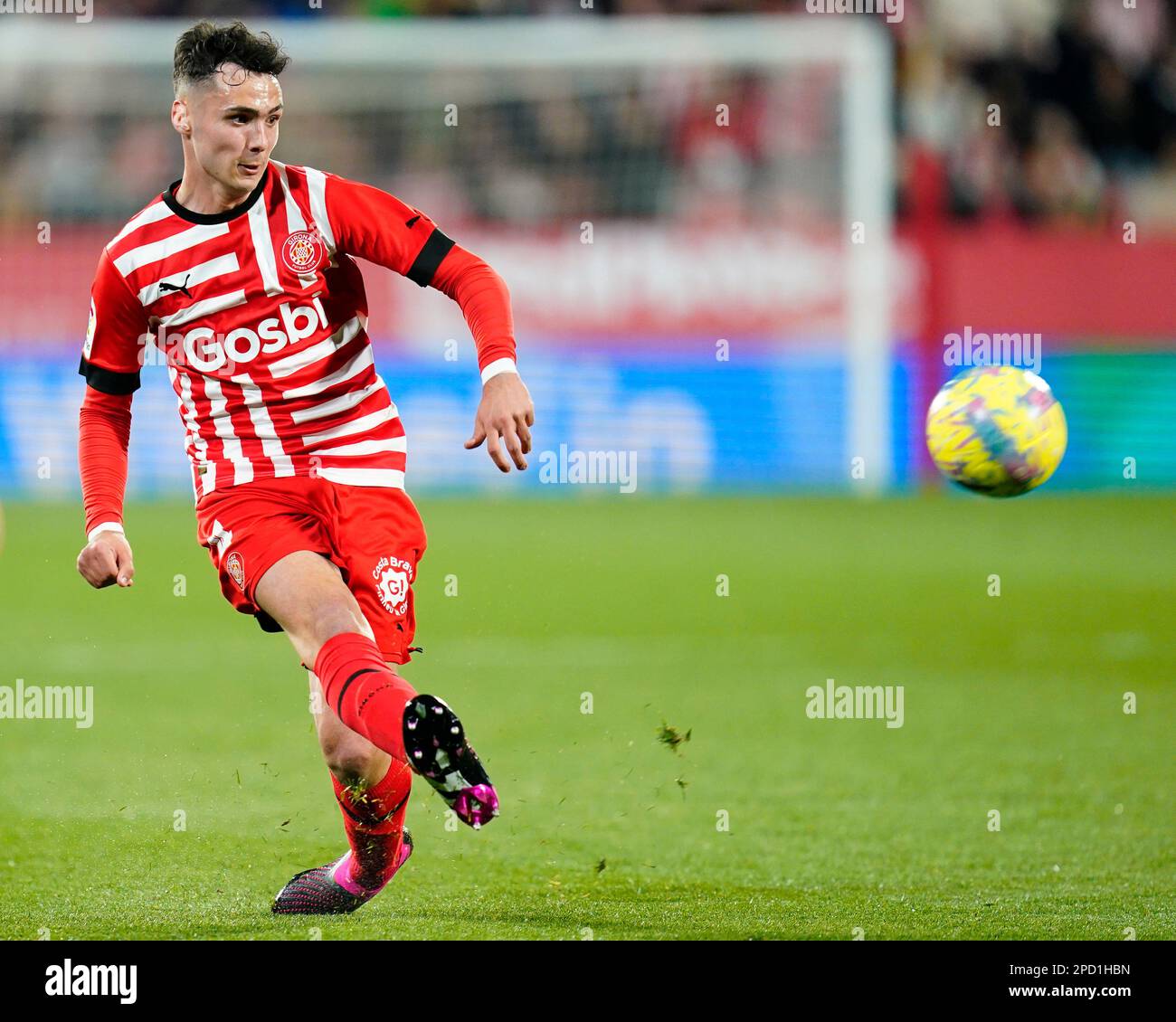 Arnau Martinez of Girona FC during the La Liga match between Girona FC and Atletico de Madrid played at Montilivi Stadium on March 12, 2023 in Girona, Spain. (Photo by Sergio Ruiz / PRESSIN) Stock Photo