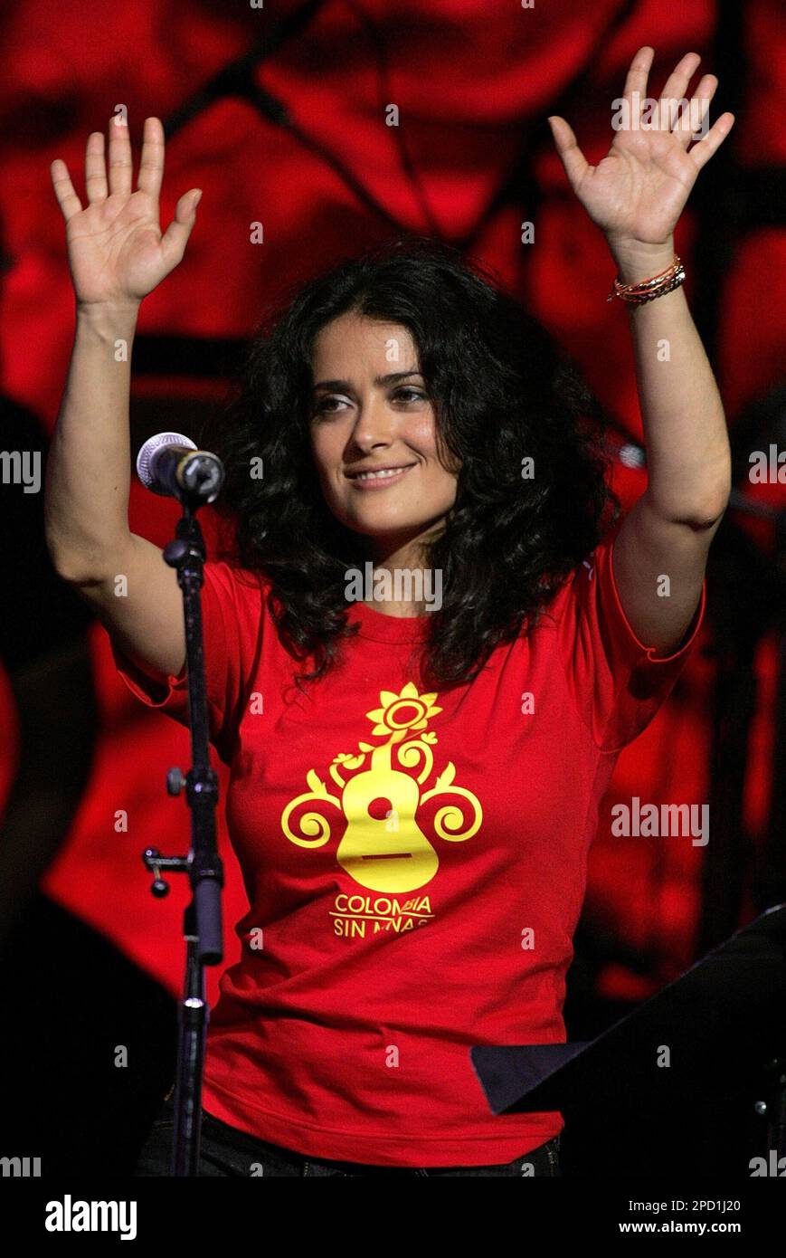 Selma Hayek hosts the "Colombia sin Minas" Benefit concert at the Gibson  Amphitheater in Los Angeles Wednesday, May 24, 2006. The concert presented  by Colombian singer Juanes and United For Colombia, raises