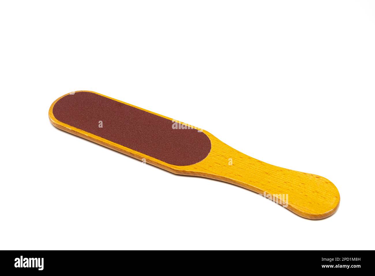 pedicure foot grater with a wooden handle on a white background