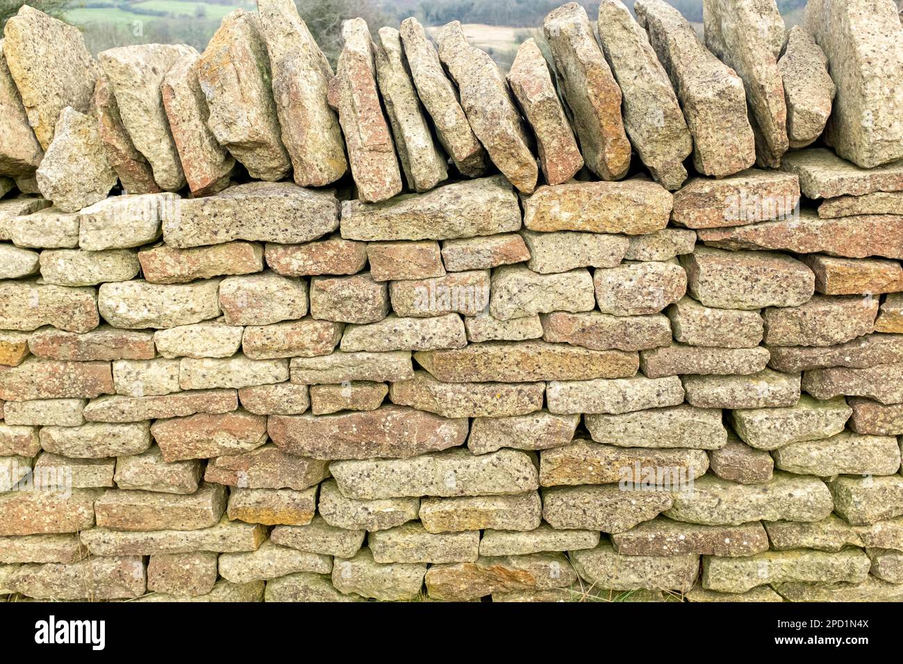 Costwold Dry Stone Wall Stock Photo
