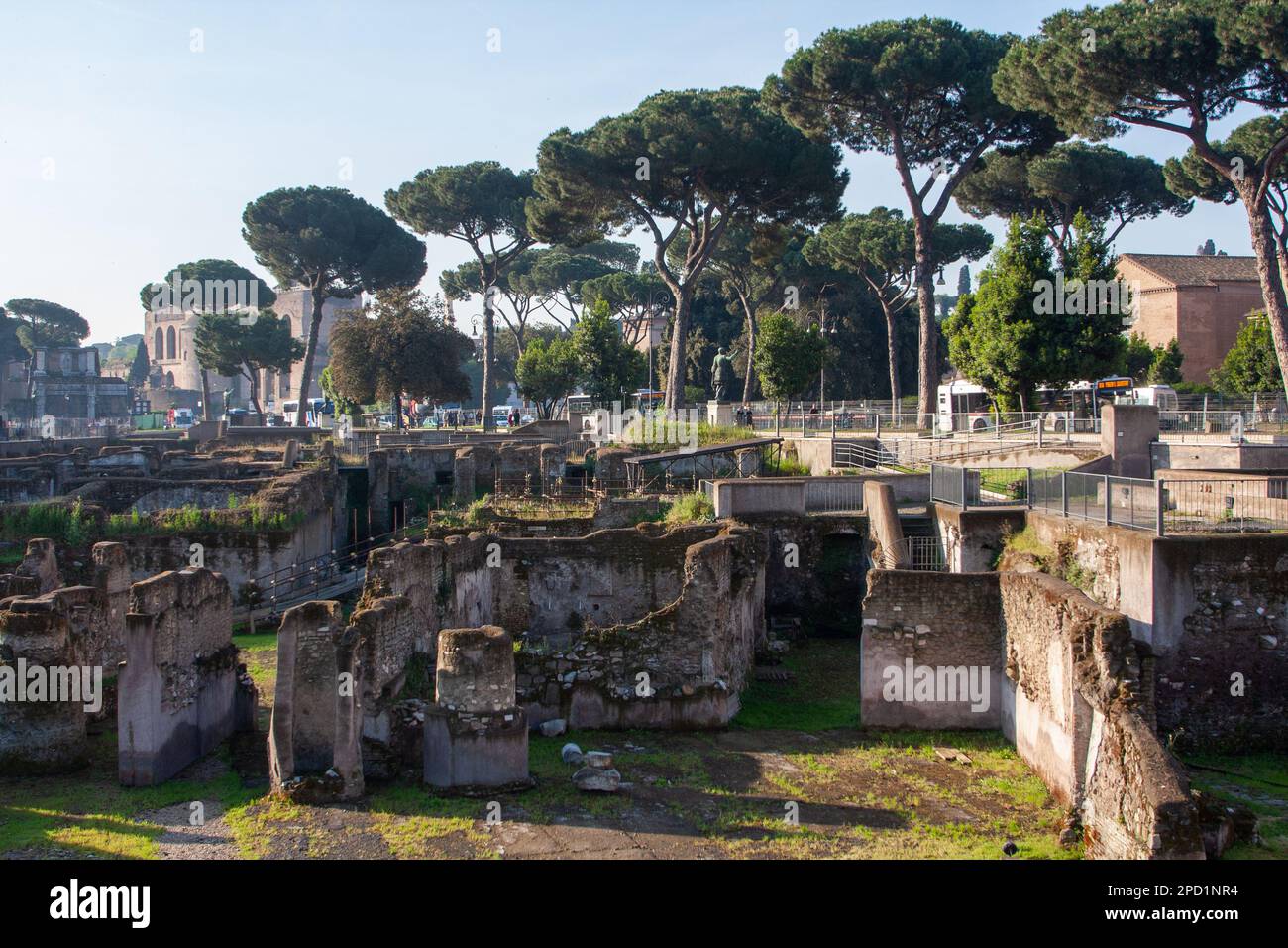 Ruins of the buildings of Roman Forum at the center of the city of Rome ...