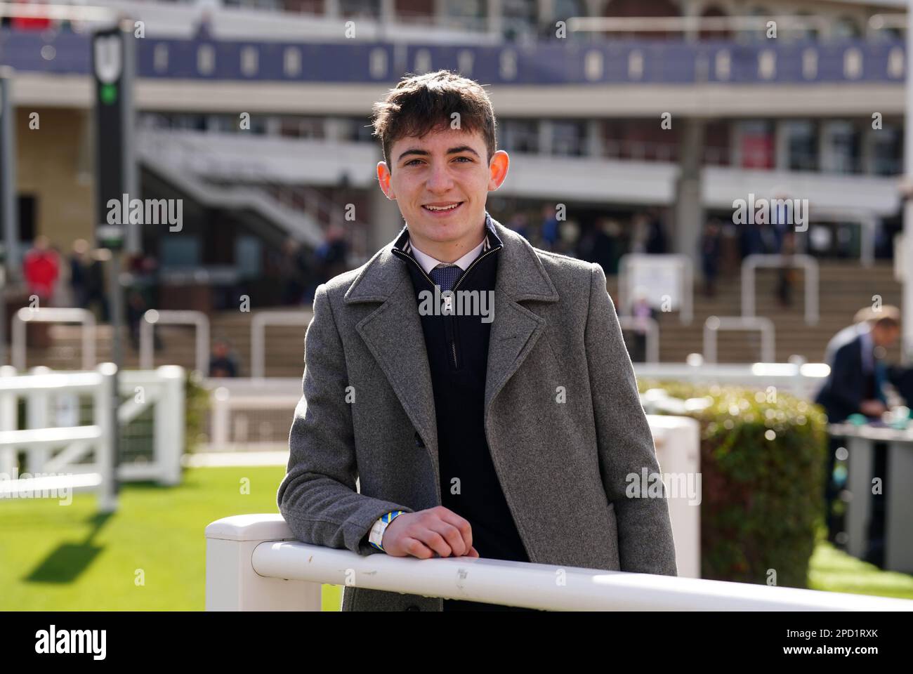 Jockey John Gleeson poses for photographers on day one of the Cheltenham Festival at Cheltenham Racecourse. Picture date: Tuesday March 14, 2023. Stock Photo