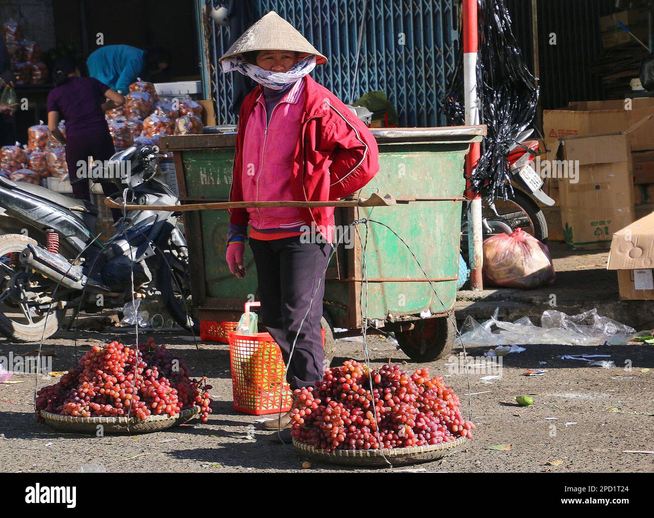 Vendor in the Dalat Market, Vietnam Stock Photo