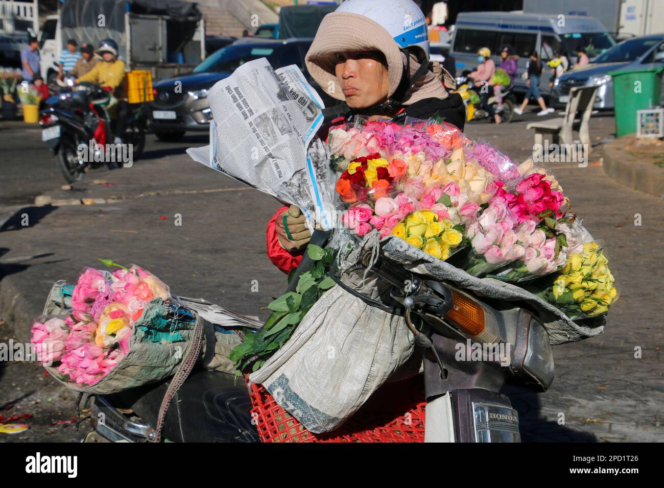 Vendor in the Dalat Market, Vietnam Stock Photo