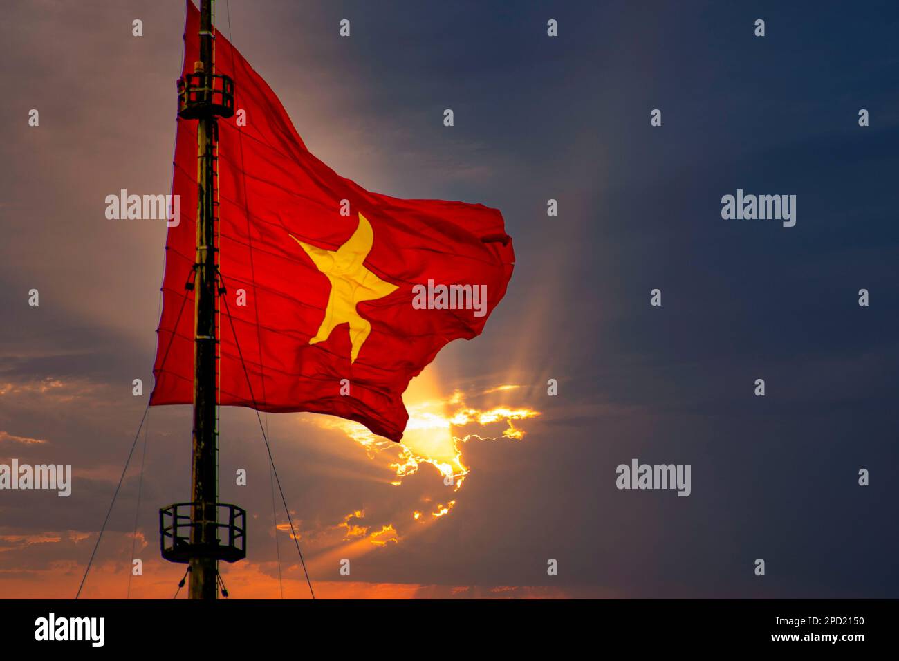 Red and Yellow Vietnamese flag proudly waving Stock Photo
