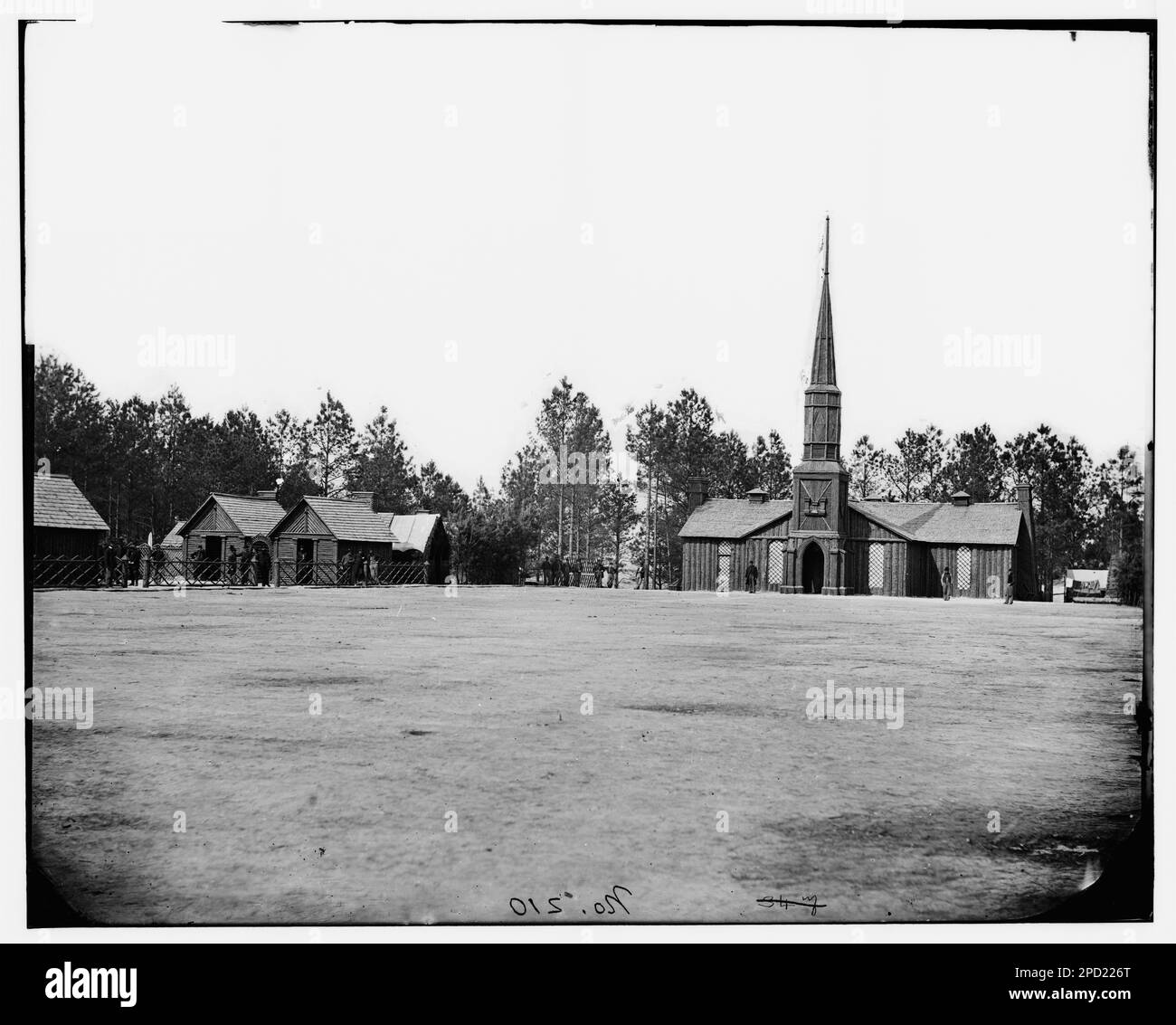 Poplar Grove, Virginia. Officer's quarters and church. 50th New York