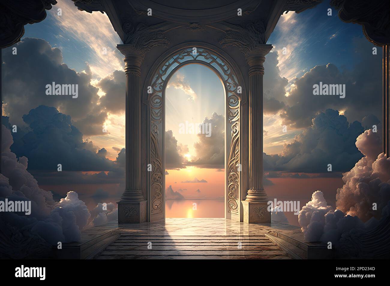 doors to heaven. Generative Ai image Stock Photo
