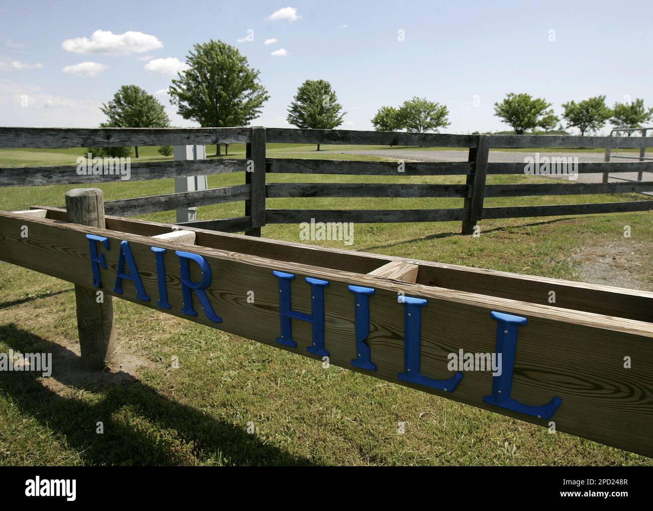 Fencing surrounds the Fair Hill thoroughbred training facility, home