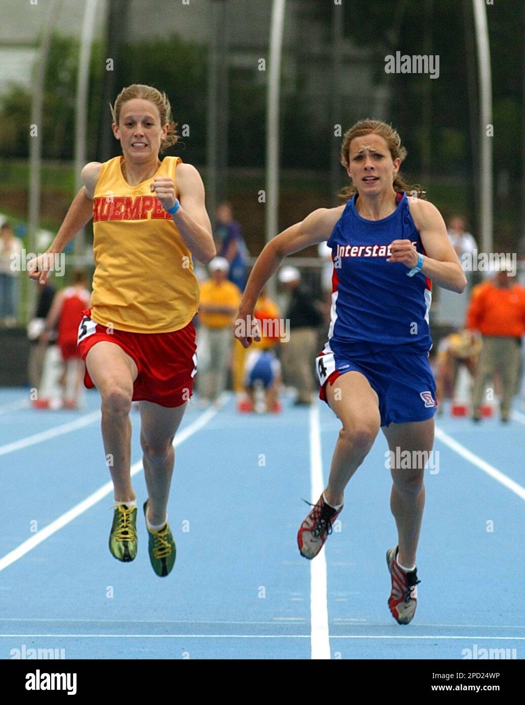 Carroll Kuemper Catholic's Dani Stipe, left, and Interstate 35 Truro's