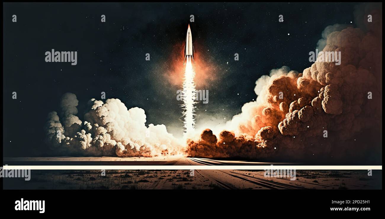 Rocket launch. Generative Ai image Stock Photo