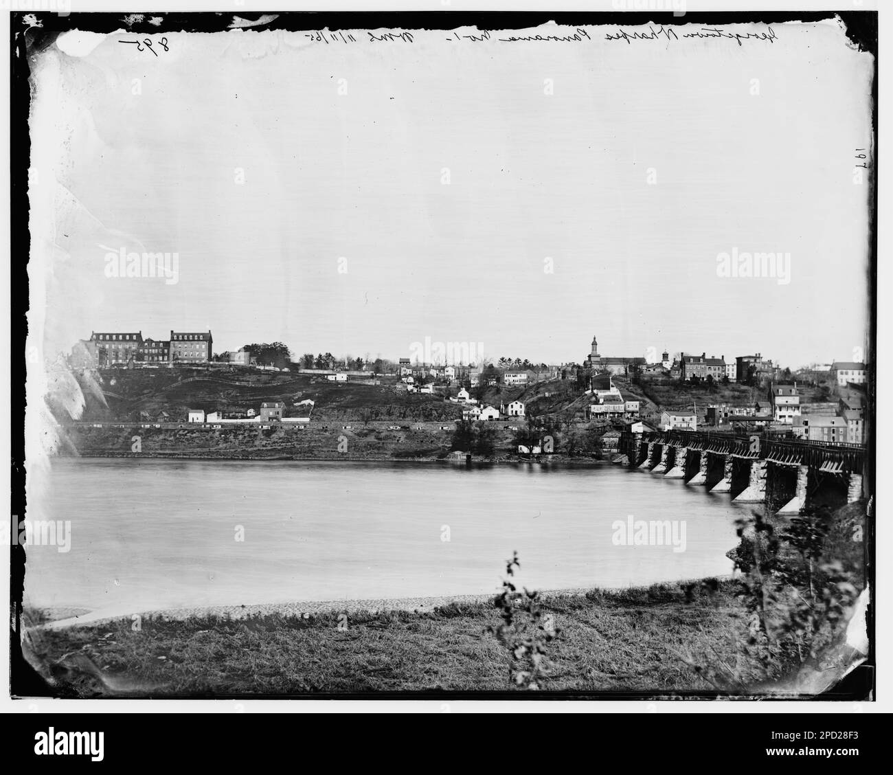 Washington, District of Columbia. View of Georgetown and Aqueduct Bridge. Civil war photographs, 1861-1865 . United States, History, Civil War, 1861-1865. Stock Photo